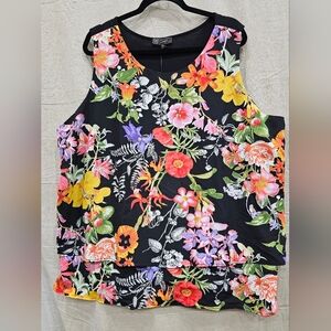 DG2 by Diane Gilman Multicolor Floral Print East Tank Top Size 3X NWT